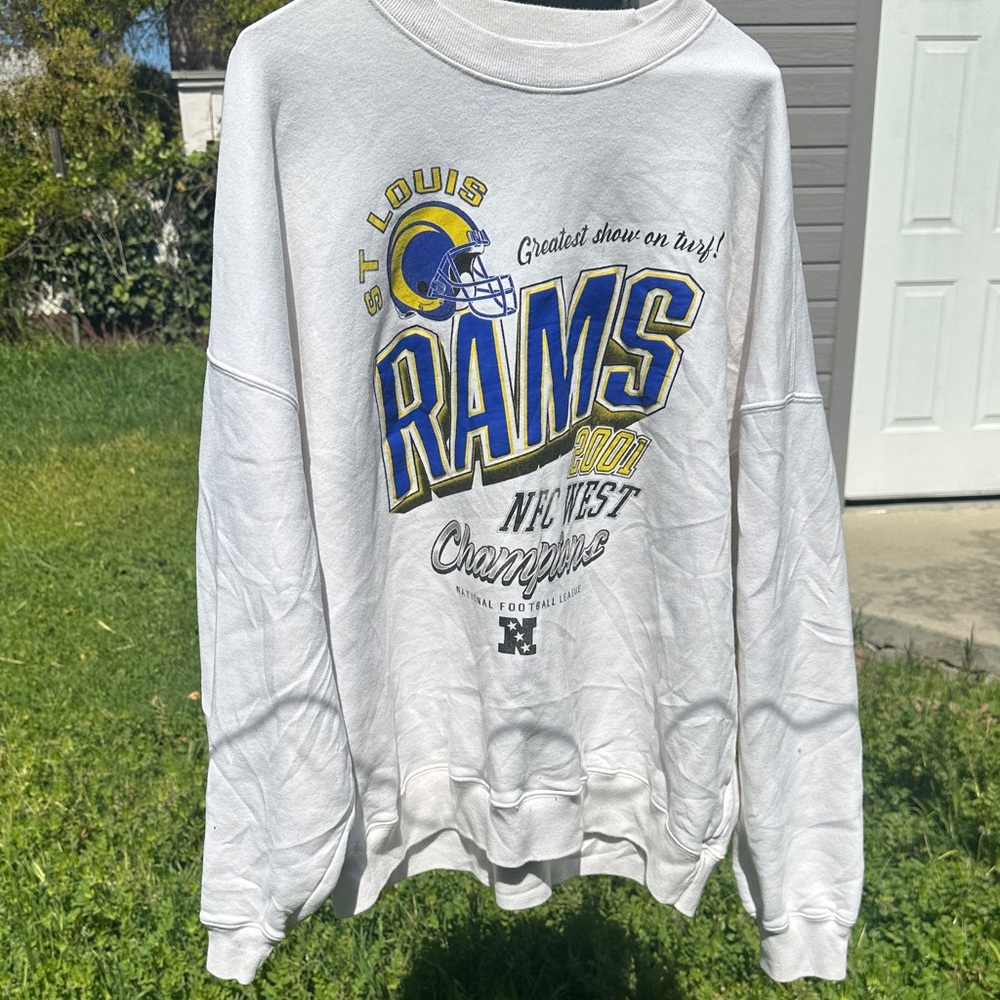 Unisex Abercrombie & Fitch NFL White St Louis Rams 2001 NFC West Sweatshirt Y2K